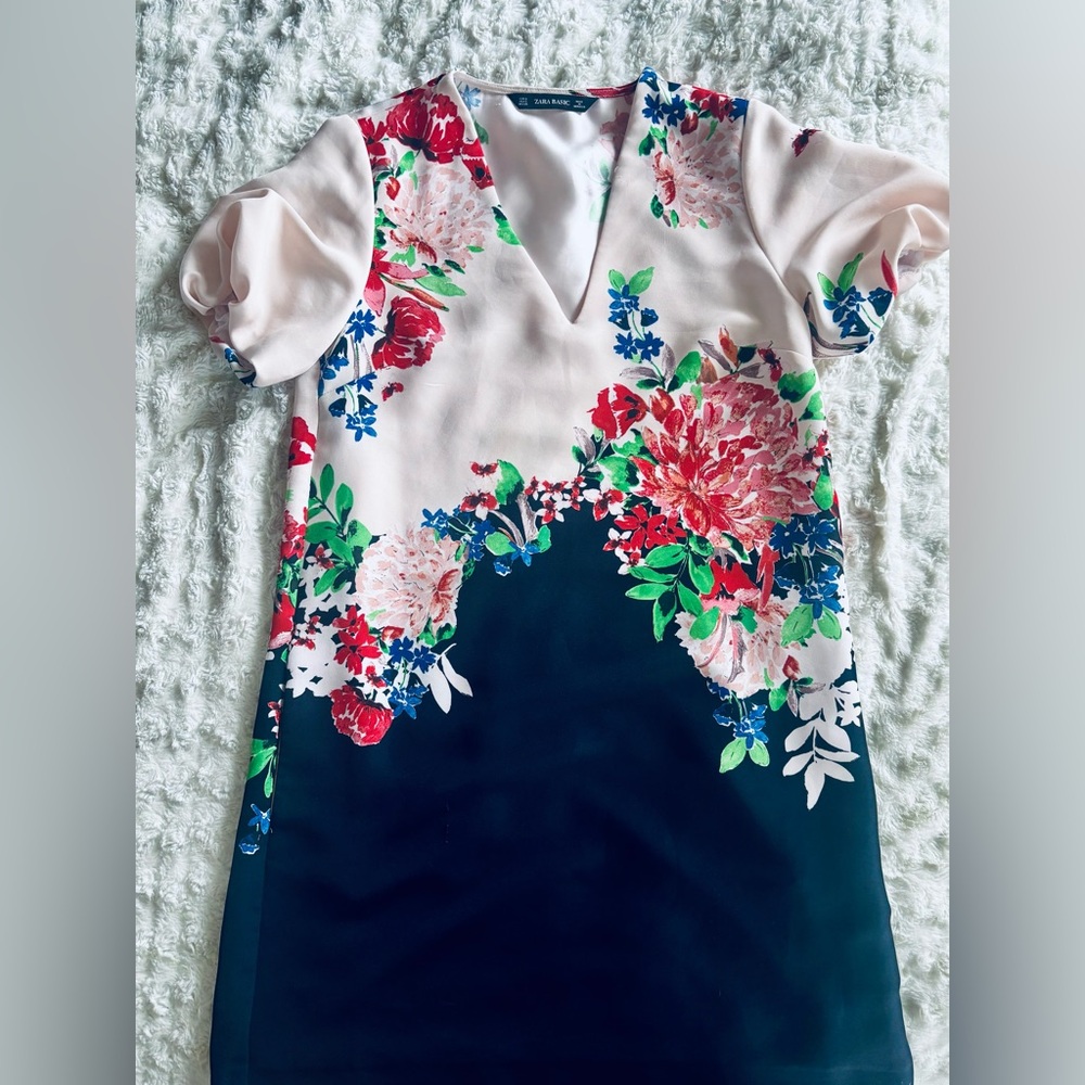 Zara Silk Floral Shift Dress